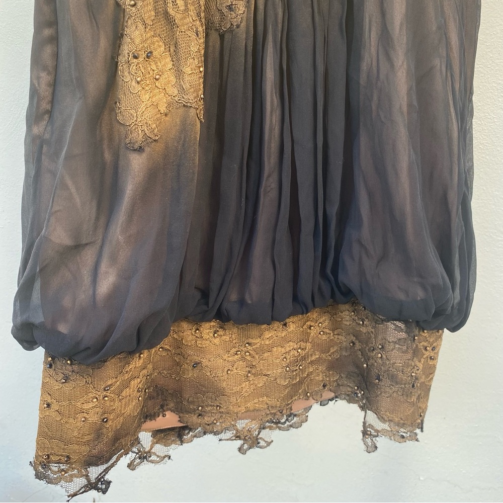 Jovani 100% Silk Gold & Black Ombré Beaded Dress Size Extra Large XL - Picture 11 of 13